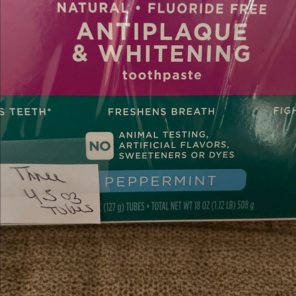 Tom's of Maine Antiplaque and Whitening Toothpaste, 4.5 oz, 3 pack EXP 7/27 - Picture 3 of 7
